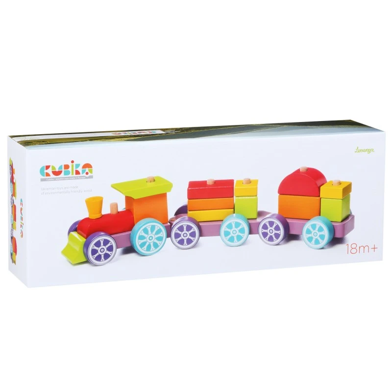 Дървено влакче за низане Cubika, Rainbow Express